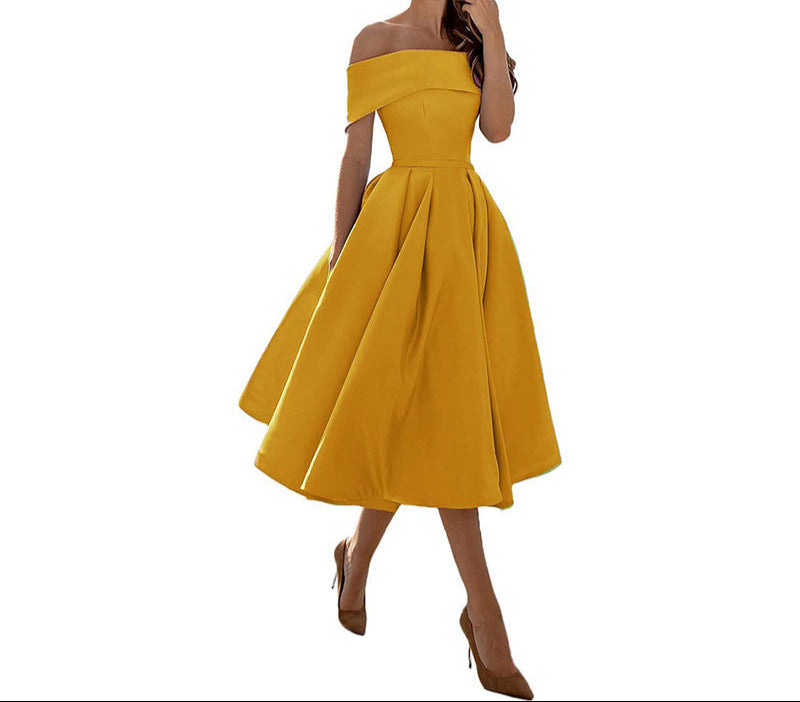Annie Off-Shoulder Tea Length Dress