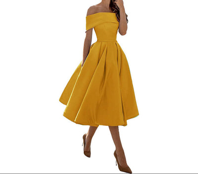 Annie Off-Shoulder Tea Length Dress
