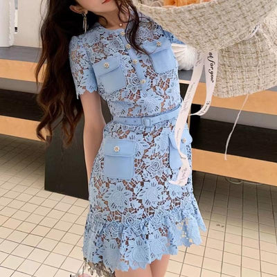 Darling Light Blue Lace Dress