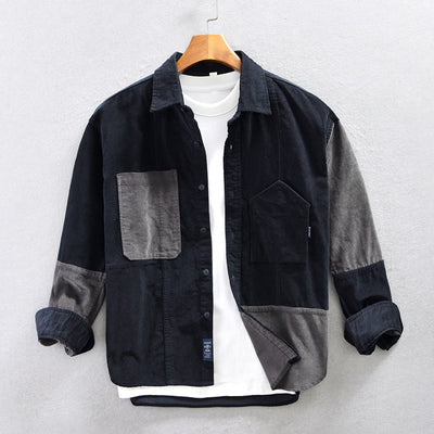 Men's Casual Colorblock Corduroy Shirt Jacket – Rugged Style & Comfort