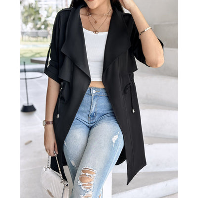 Mid-length Rolled Sleeves Trench Coat