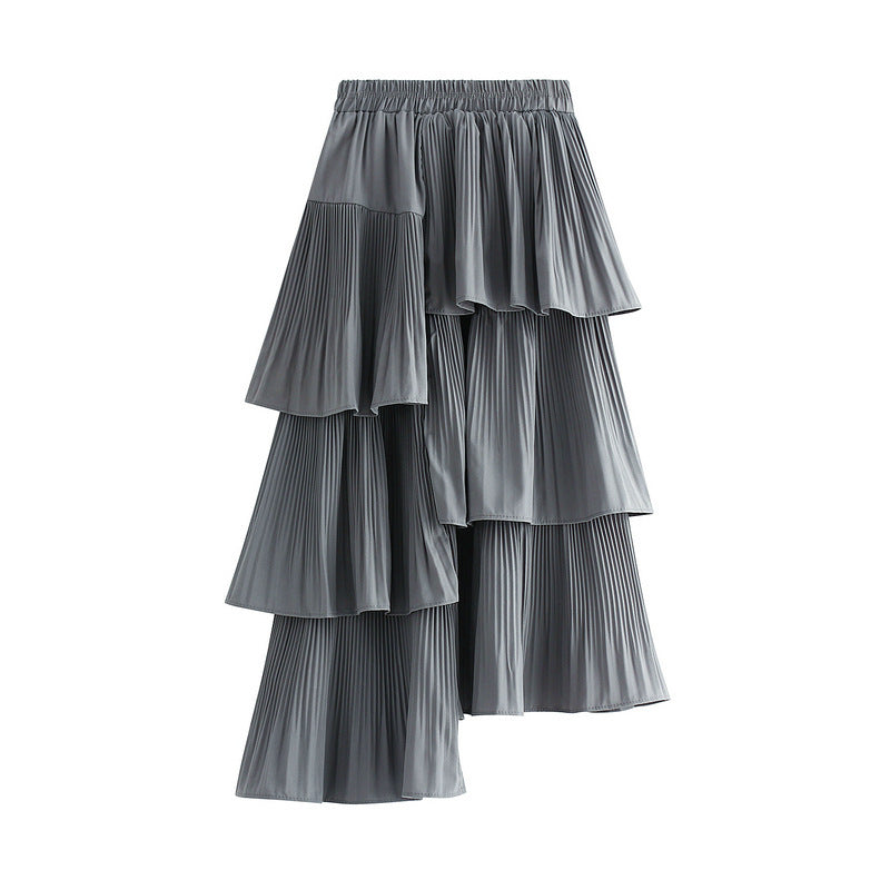 Asymmetric Pleated Skirt