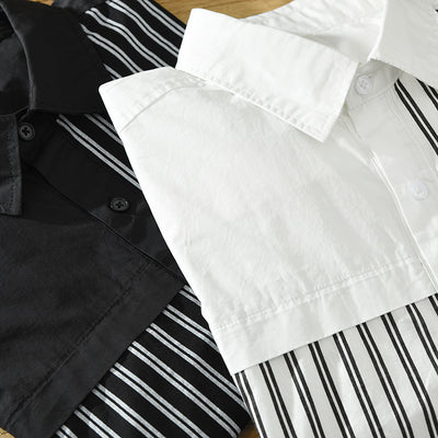 Men's Modern Patchwork Striped Shirt – Stylish Casual Button-Down