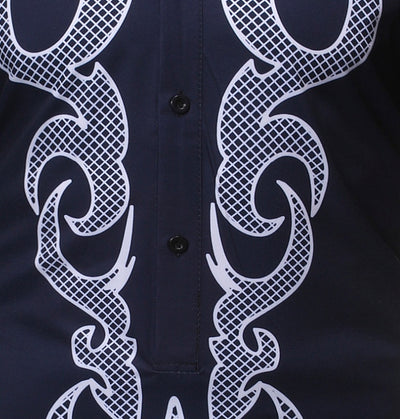 Men's Traditional African Embroidered Dashiki Shirt – Elegant Nigerian Style with Gold & White Detailing