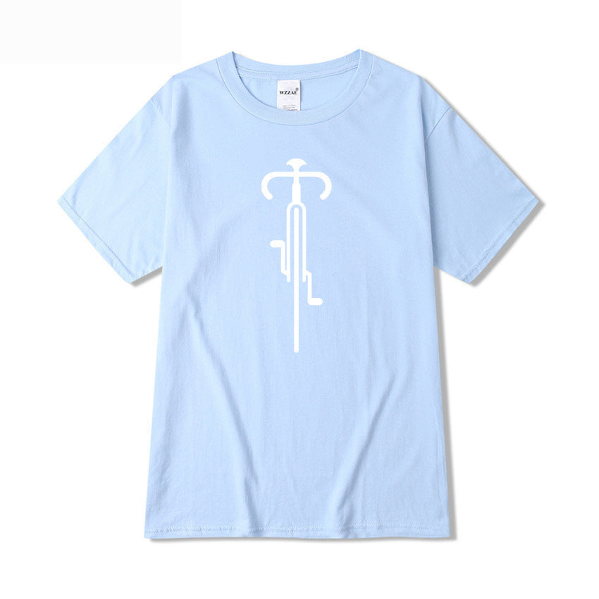 Men's Light Blue Graphic T-Shirt with Unique Bicycle Design – Comfortable, Modern & Stylish
