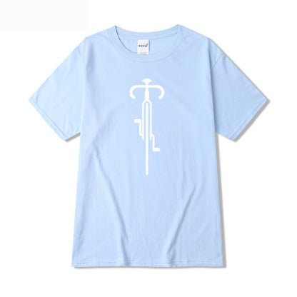 Men's Light Blue Graphic T-Shirt with Unique Bicycle Design – Comfortable, Modern & Stylish