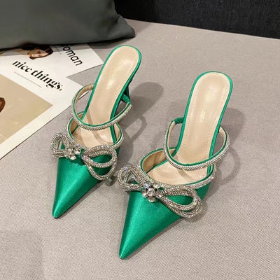 Silk Back Bandage Women's Stiletto Heel Sandals French Style