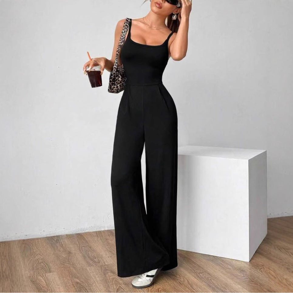 Cross Strap Backless Wide-leg Jumpsuit