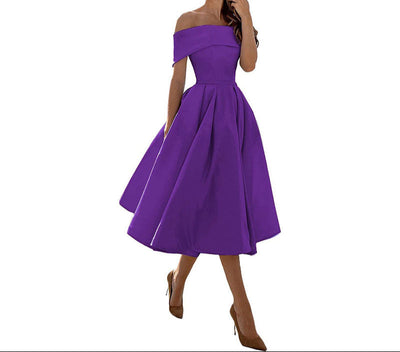 Annie Off-Shoulder Tea Length Dress