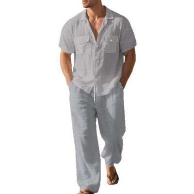 Lapel Shirt Short Sleeve Trousers Suit Men