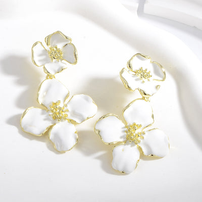 Drop Oil Camellia Earrings