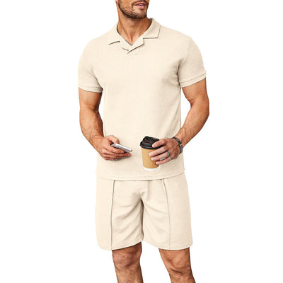 Men's Casual Short Sleeve Polo Shirt & Shorts Set - Comfortable Summer Lounge Wear