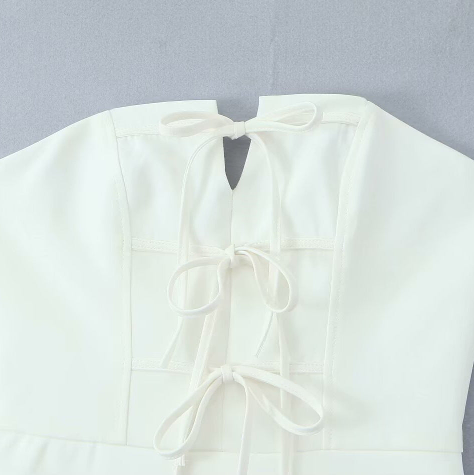Tube Top Bow Pleated Dress