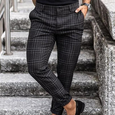 Men's Stylish Plaid Slim-Fit Dress Pants – Elegant, Comfortable & Modern