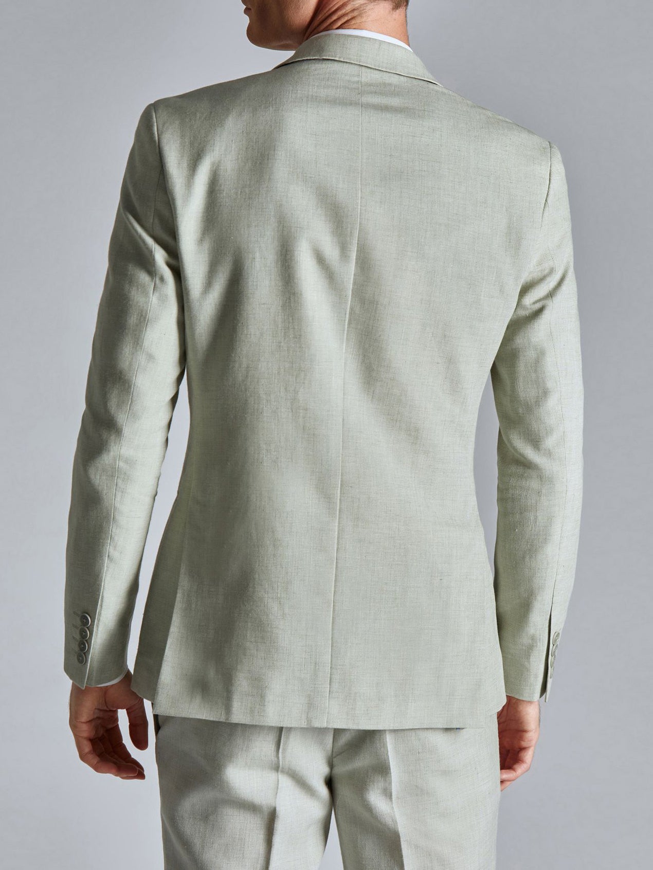 Men's Light Sage Linen Slim Fit Suit Jacket