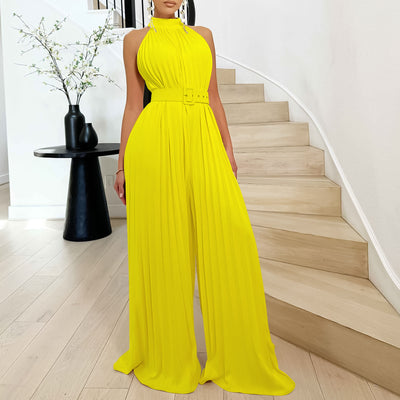 Pleated Wide-leg Jumpsuit
