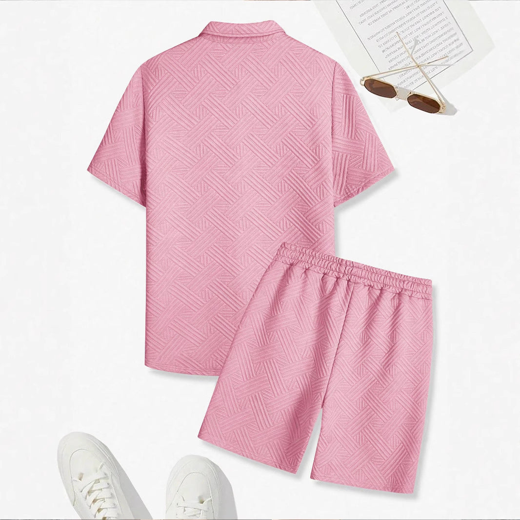 Casual Short-sleeved Shirt And Shorts Two-piece Set