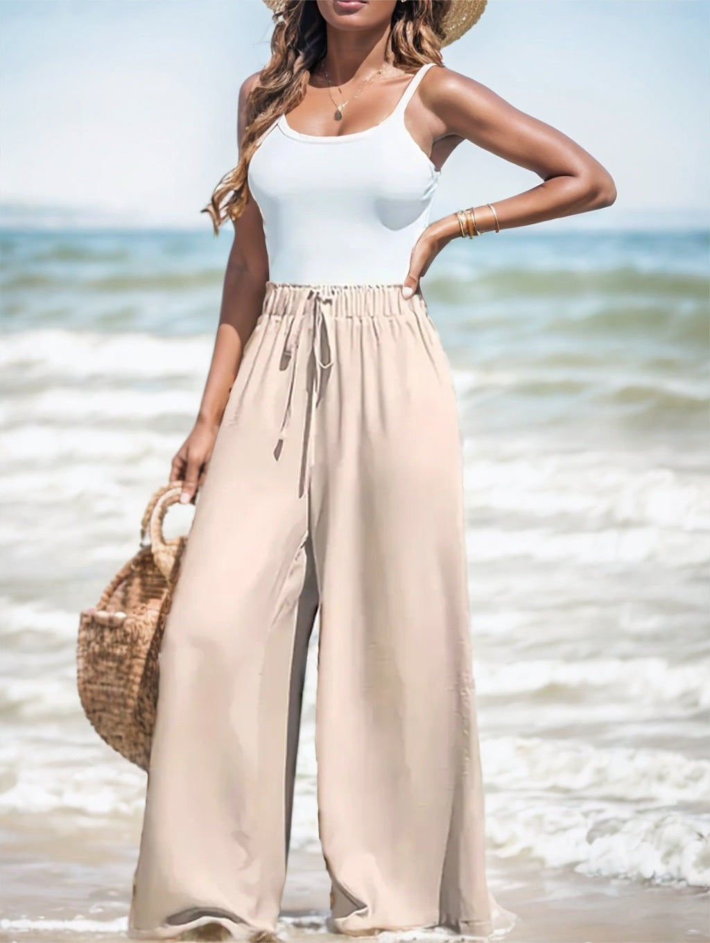 High-waisted Loose Wide-leg Pants