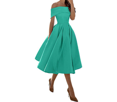 Annie Off-Shoulder Tea Length Dress