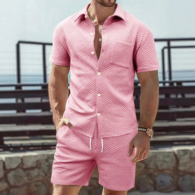 Casual Short-sleeved Shirt And Shorts Two-piece Set