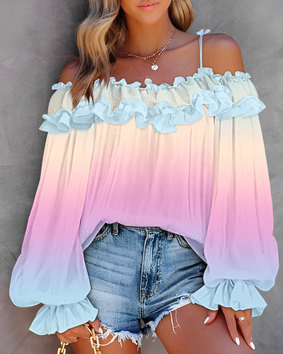 Off Shoulder Bubble Sleeves Top