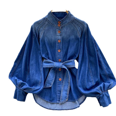 Puff Sleeve Denim Top