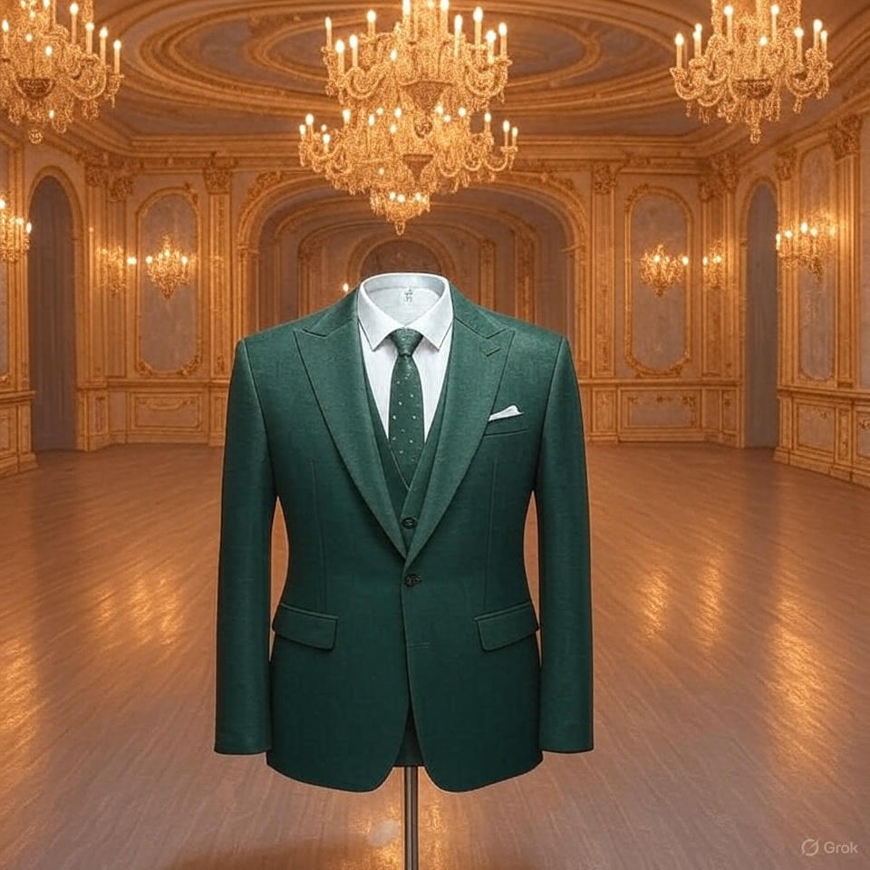 Emerald Majesty Three-Piece Suit - Custom Shades & Sizes